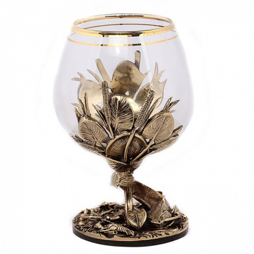 Бокалы - "Elegant Glass Creations" - Бокал для коньяка "Сом эконом в футляре пейсли", высота бокала 12 см, диаметр 6 см, объем 320 мл, основные материалы латунь и стекло фото 5
